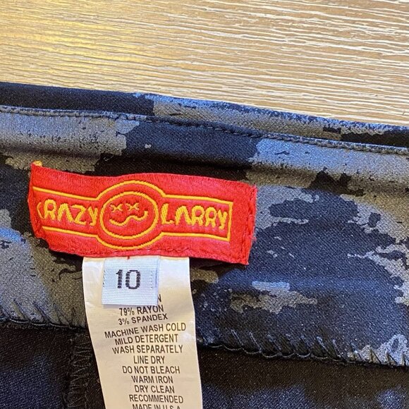 Krazy Larry Women's Black Pants Stretch Size 10 Swirl Pattern Unique - Picture 2 of 8